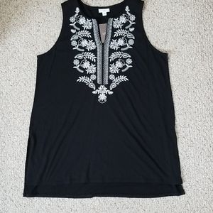 J. Jill Black & White Embroidered Tunic Size L